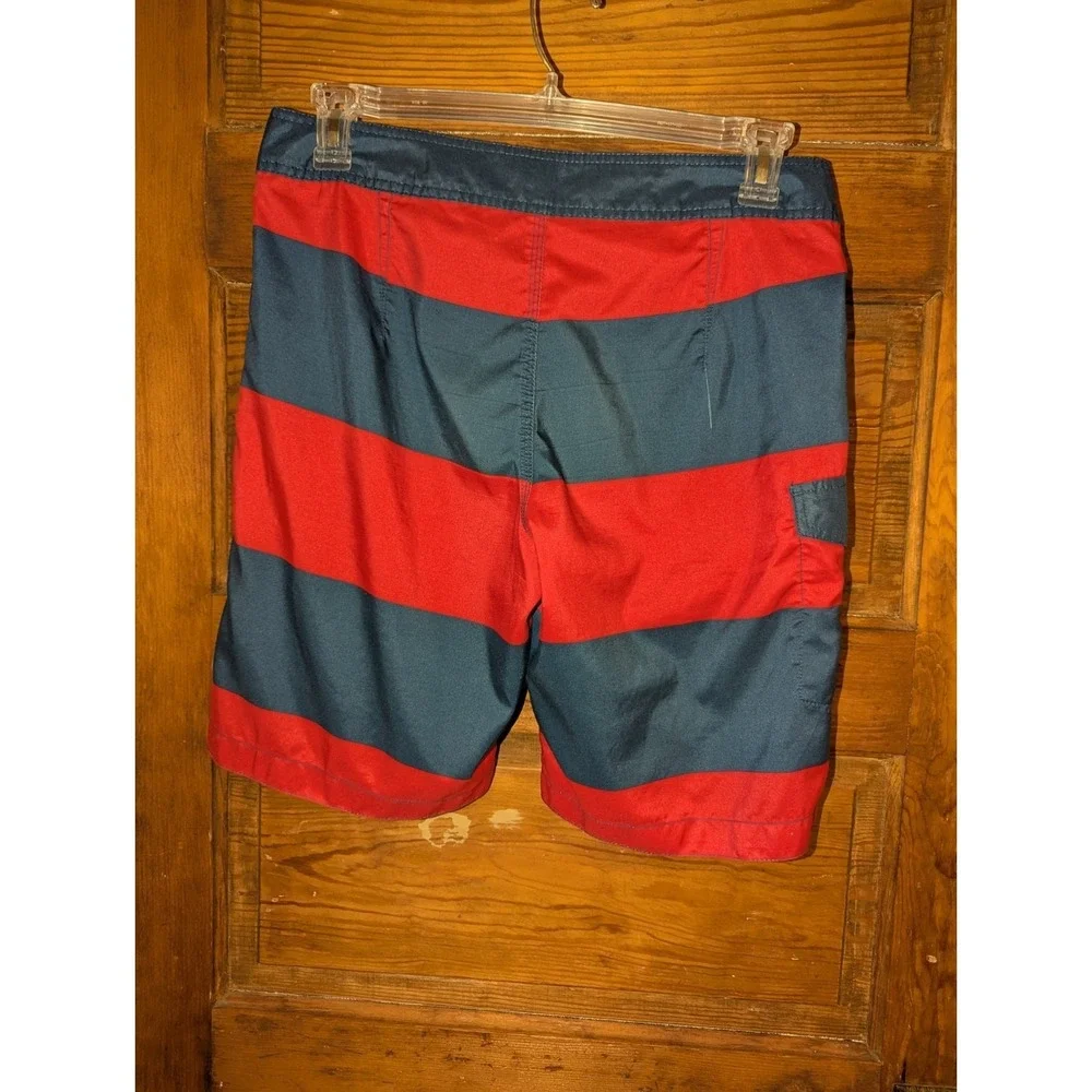Old Navy Mens Red Navy‎ Blue Striped Board Shorts Swim Trunks Size Medium Cargo